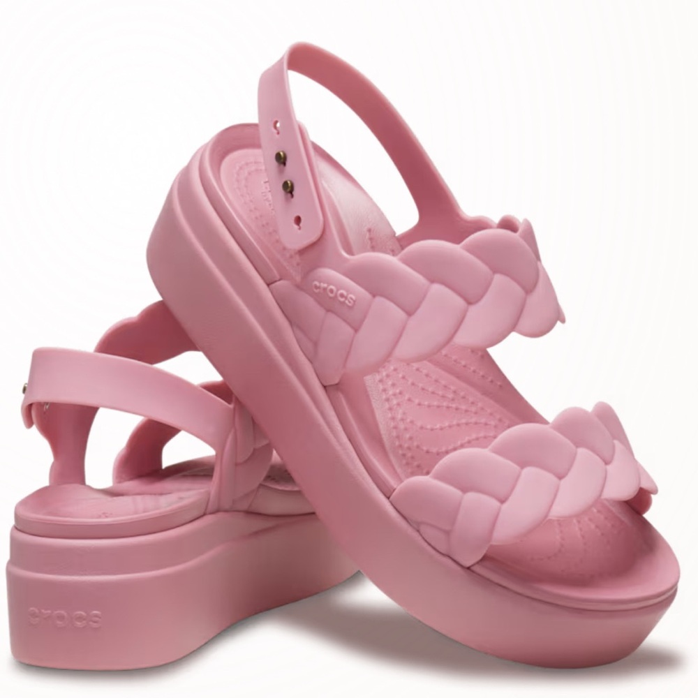 CROCS Pink Braided Platform Sandals